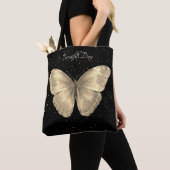 Elegant golden Butterfly en zwarte hemel met sterr Tote Bag (Dichtbij)