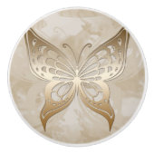 Elegant Golden Butterfly Keramische Knop (Voorkant)