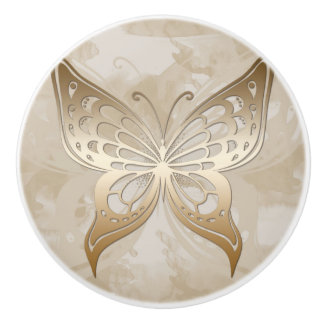 Elegant Golden Butterfly Keramische Knop