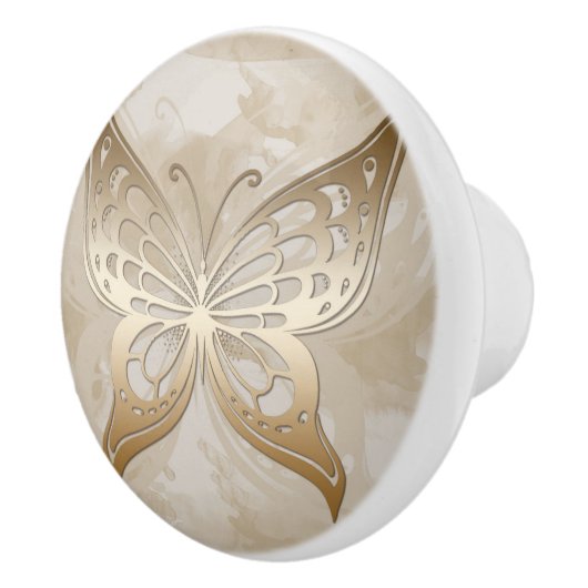 Elegant Golden Butterfly Keramische Knop (Rechts)