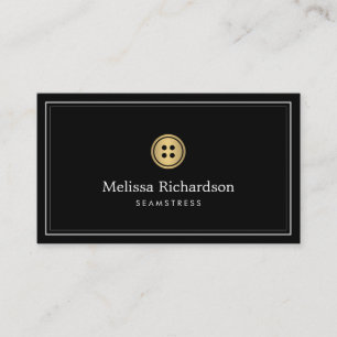 Elegant Golden Button Logo Seamstress, Tailor I Visitekaartje