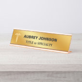 Elegant Golden Caduceus op gouden gradiënt Bureau Naambordje (Voorkant)