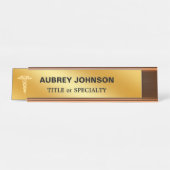 Elegant Golden Caduceus op gouden gradiënt Bureau Naambordje (Voorkant)