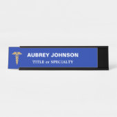 Elegant Golden Caduceus over Royal Blue Bureau Naambordje (Voorkant)