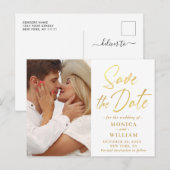 Elegant Golden Calligraphy Wedding Save the Date Briefkaart (Voorkant / Achterkant)