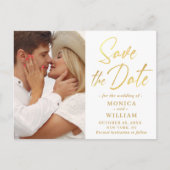 Elegant Golden Calligraphy Wedding Save the Date Briefkaart (Voorkant)
