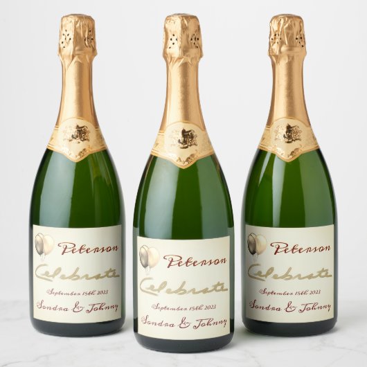 Elegant Golden Celebrate Sparkling Wijnetiket (Flessen)