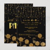 Elegant Golden Chains Birthday Party Invite Kaart (Voorkant / Achterkant)