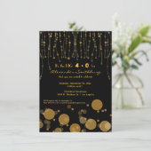 Elegant Golden Chains Birthday Party Invite Kaart (Staand voorkant)