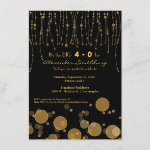Elegant Golden Chains Birthday Party Invite Kaart