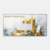 Elegant Golden Christmas Decoration Bureaumat (Keyboard & Muis)