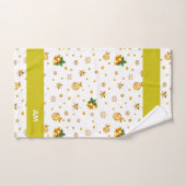 Elegant Golden Christmas Icons & Monogram on White Bad Handdoek (Handdoek)