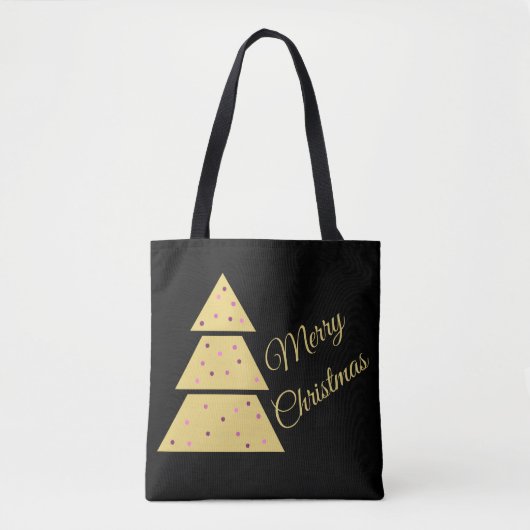 Elegant Golden Christmas Tree Tote Bag (Voorkant)