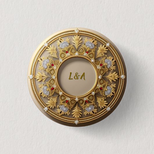 Elegant Golden Circular Lijst Ronde Button 3,2 Cm (Voorkant)