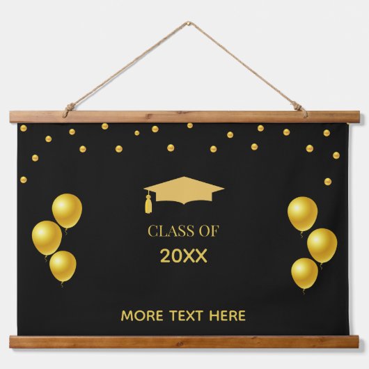 Elegant Golden Class of Afstuderen on Black Hangend Wandkleed (Voorkant)