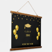 Elegant Golden Class of Afstuderen on Black Hangend Wandkleed (Gebogen)