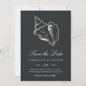 Elegant Golden Conch Shell Wedding Save The Date (Voorkant)