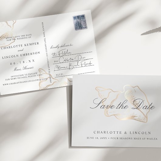 Elegant Golden Conch Wedding Save the Date Aankondigingskaart