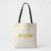 Elegant Golden Confetti op Beige Tote Bag (Voorkant)