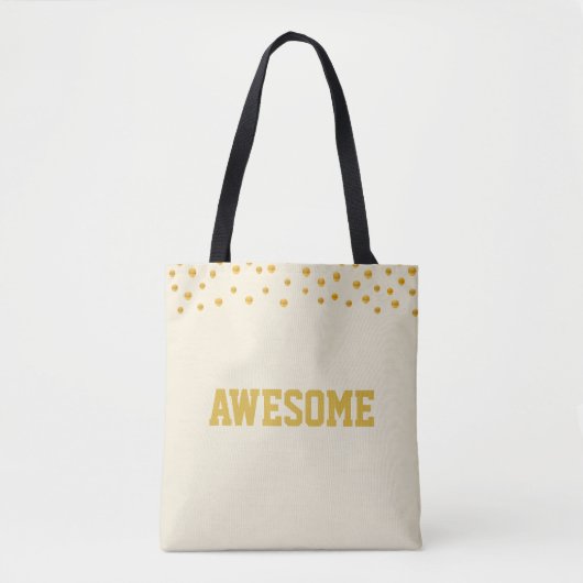 Elegant Golden Confetti op Beige Tote Bag (Voorkant)