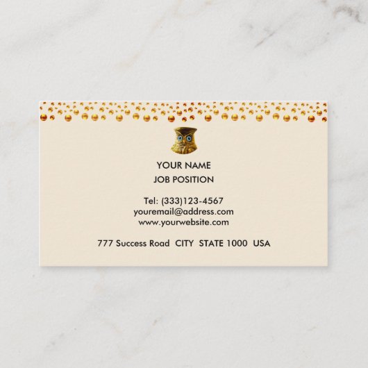 Elegant Golden Confetti op Beige Visitekaartje (Achterkant)