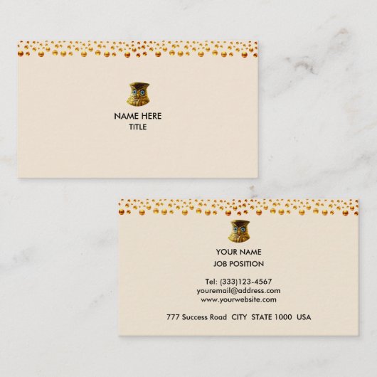 Elegant Golden Confetti op Beige Visitekaartje (Voorkant / Achterkant)