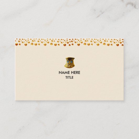 Elegant Golden Confetti op Beige Visitekaartje (Voorkant)