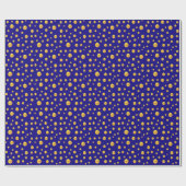 Elegant Golden Confetti op blauw Cadeaupapier (Vlak)
