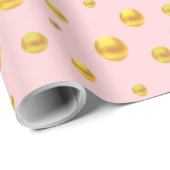 Elegant Golden Confetti op lichtroze Cadeaupapier (Rol Hoek)