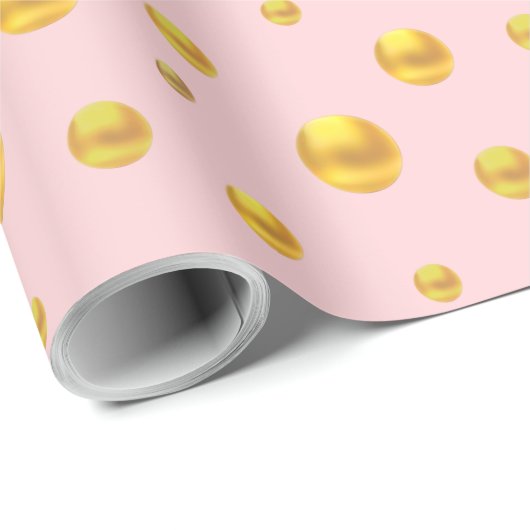 Elegant Golden Confetti op lichtroze Cadeaupapier (Rol Hoek)