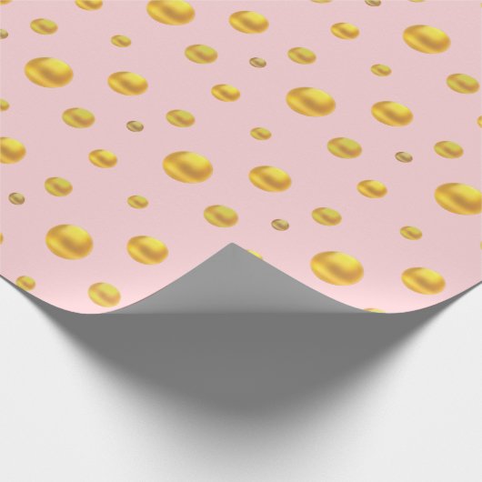 Elegant Golden Confetti op lichtroze Cadeaupapier (Hoek)