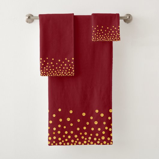 Elegant Golden Confetti op Maroon Bad Handdoek (Insitu)