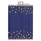 Elegant Golden Confetti op Navy Blue Heupfles (Achterkant)