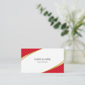 Elegant Golden Confetti op rood en wit Visitekaartje (Staand voorkant)