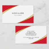 Elegant Golden Confetti op rood en wit Visitekaartje (Voorkant / Achterkant)