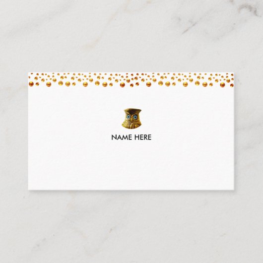 Elegant Golden Confetti op White Visitekaartje (Voorkant)