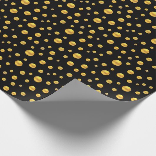 Elegant Golden Confetti op zwart Cadeaupapier (Hoek)