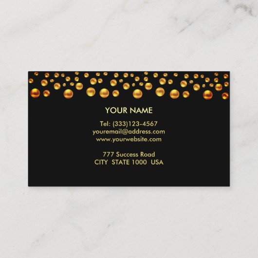 Elegant Golden Confetti op zwart Visitekaartje (Achterkant)