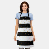 Elegant Golden Confetti op zwarte en witte streep Schort (Gedragen)