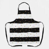 Elegant Golden Confetti op zwarte en witte streep Schort (Voorkant)