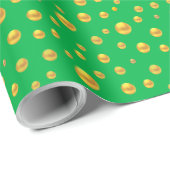 Elegant Golden Confetti over Groen Cadeaupapier (Rol Hoek)