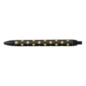 Elegant Golden Confetti Pattern on Black Zwarte Inkt Pen (Voorkant)