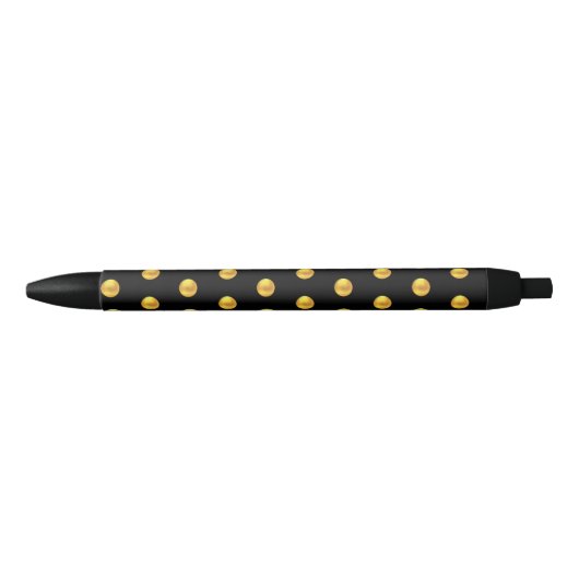 Elegant Golden Confetti Pattern on Black Zwarte Inkt Pen (Voorkant)