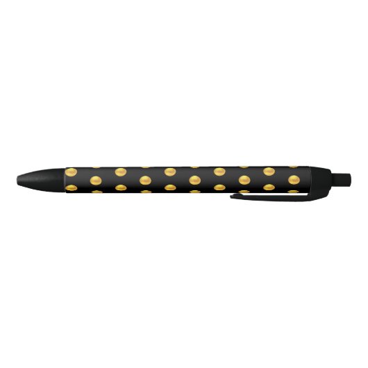 Elegant Golden Confetti Pattern on Black Zwarte Inkt Pen (Bodem)