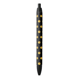Elegant Golden Confetti Pattern on Black Zwarte Inkt Pen