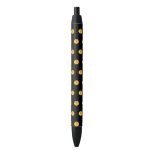 Elegant Golden Confetti Pattern on Black Zwarte Inkt Pen