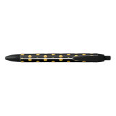 Elegant Golden Confetti Pattern on Black Zwarte Inkt Pen (Achterkant)