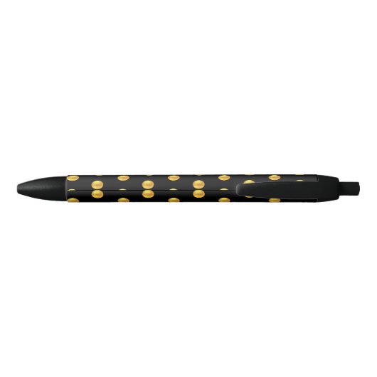 Elegant Golden Confetti Pattern on Black Zwarte Inkt Pen (Achterkant)