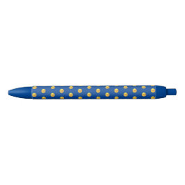 Elegant Golden Confetti Pattern on Blue Blauwe Inkt Pen