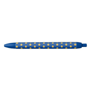 Elegant Golden Confetti Pattern on Blue Blauwe Inkt Pen